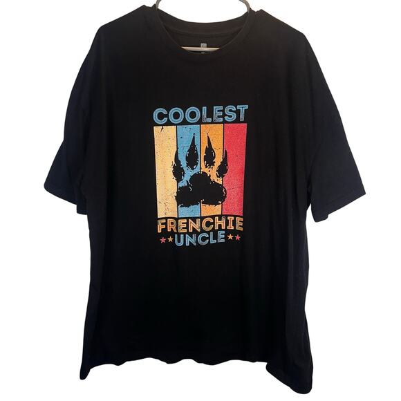 Coolest Frenchie Uncle T-Shirt Black 3XL Dog Paw Graphic Tee French Bulldog - Picture 2 of 5